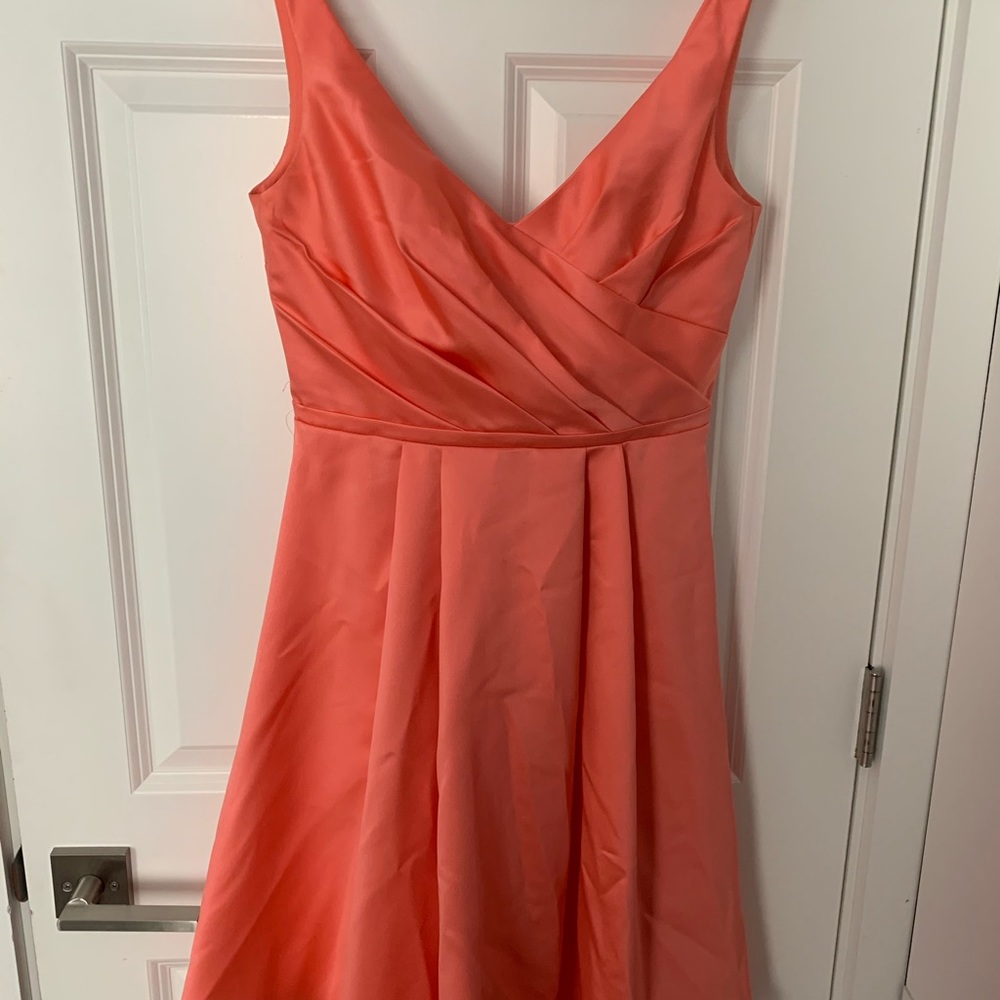 Short Satin Bridesmaid Dress with Tank Straps